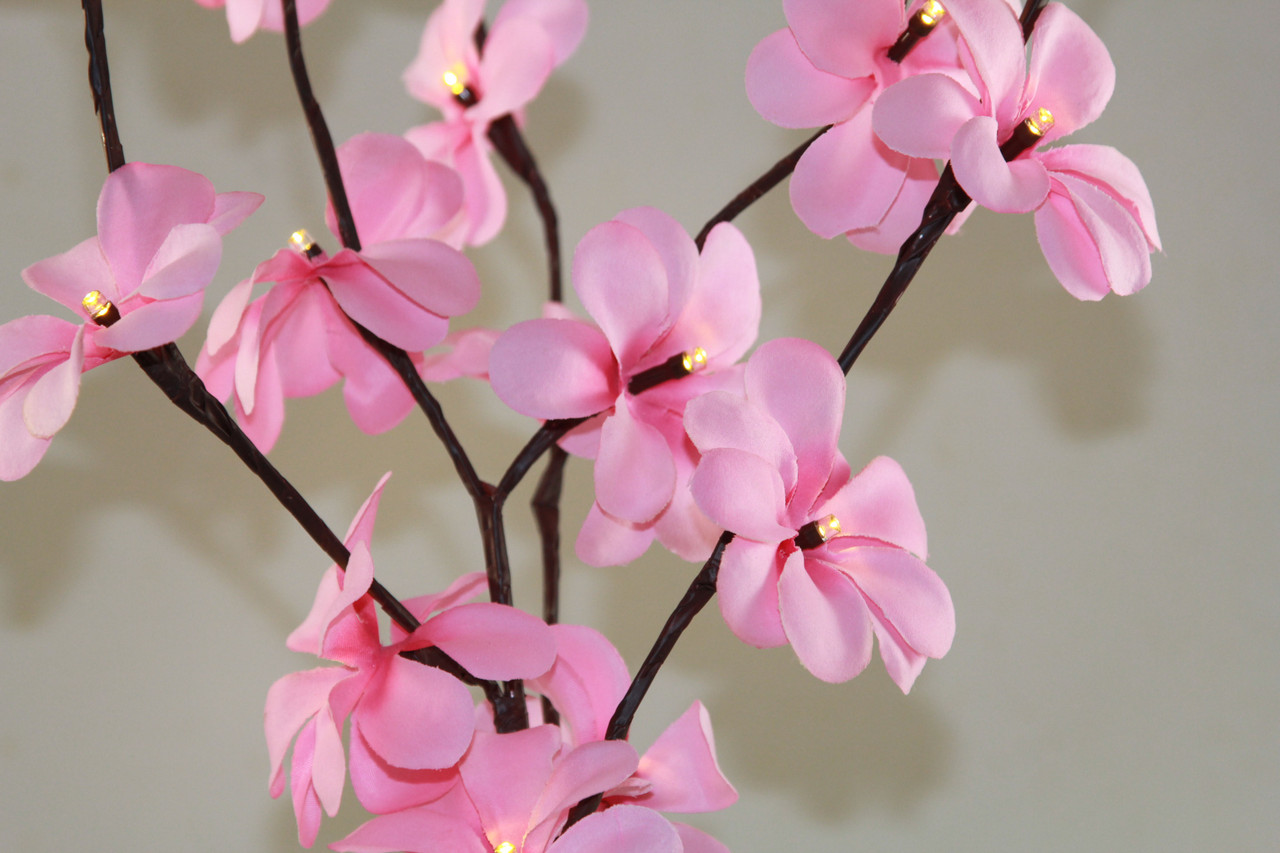 1 Set of 50cm H 20 LED Pink Frangipani Tree Branch Stem Fairy Light Wedding Event Party Function Table Vase Centrepiece Decoration Girl Bedroom — image 3