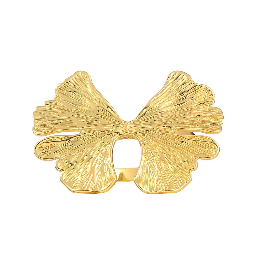 Fall Napkin Rings Set of 6, Ginkgo Leaf Bow Napkins Holders Rings for Holiday Party Dinner Wedding Banquet Dinning Table Settings - Gold β image 4