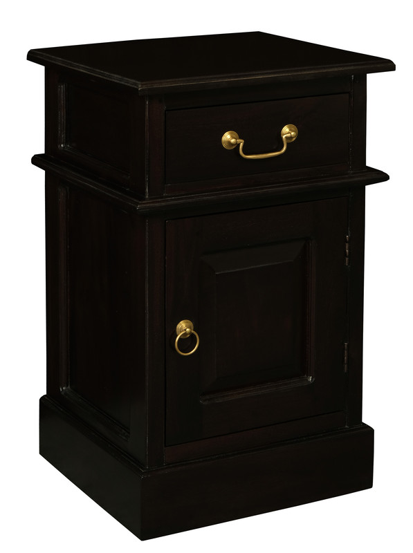 Tasmania 1 Solid Door 1 Drawer Bedside (Chocolate) โ image 3