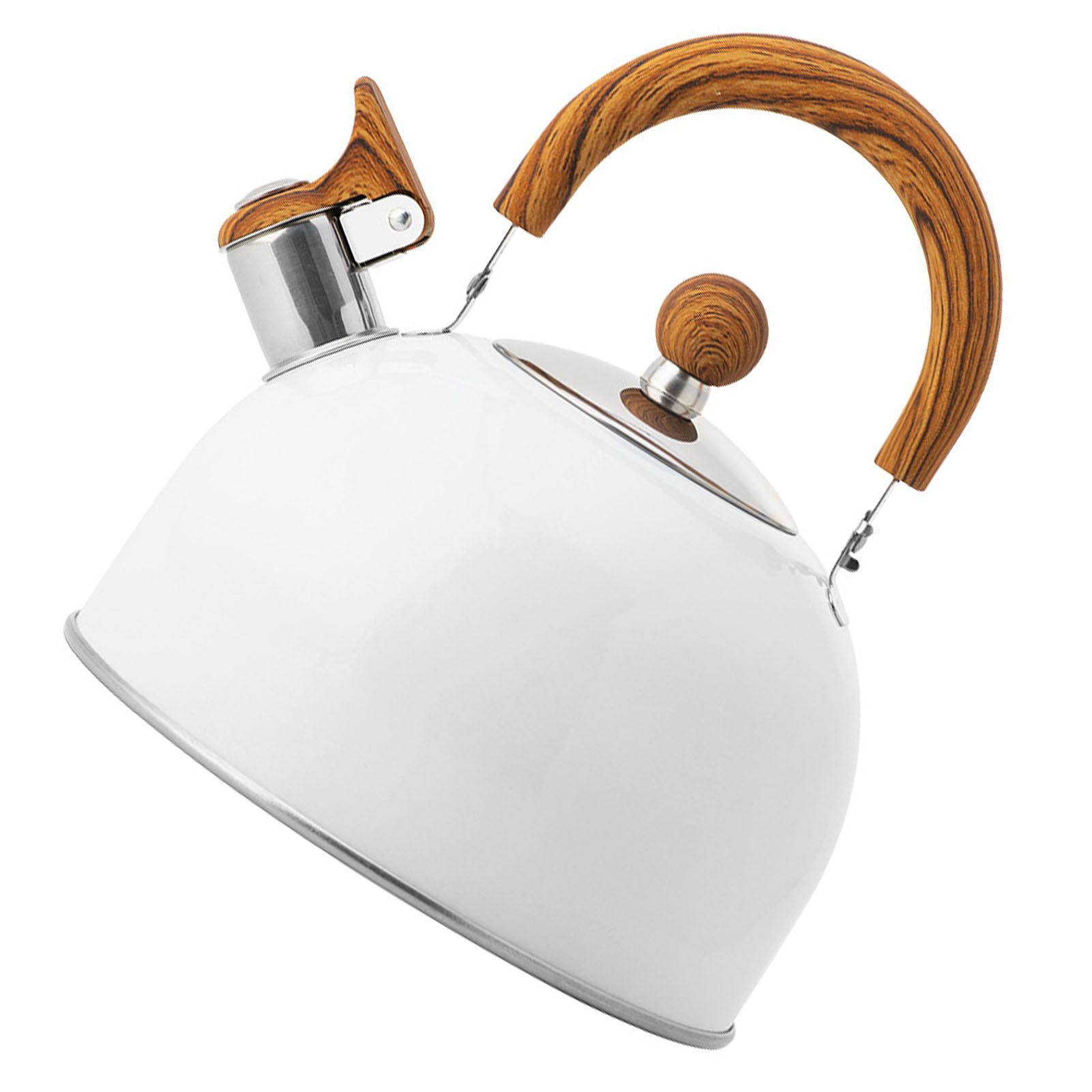Whistle Kettle Stovetop Stainless Steel Foldable Handle Kitchen Supplies 2.5L White โ image 4