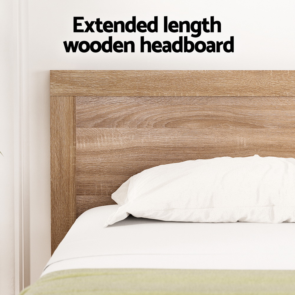 Artiss Bed Frame Queen Size Wooden Acacia Wood OATMEAL — image 6