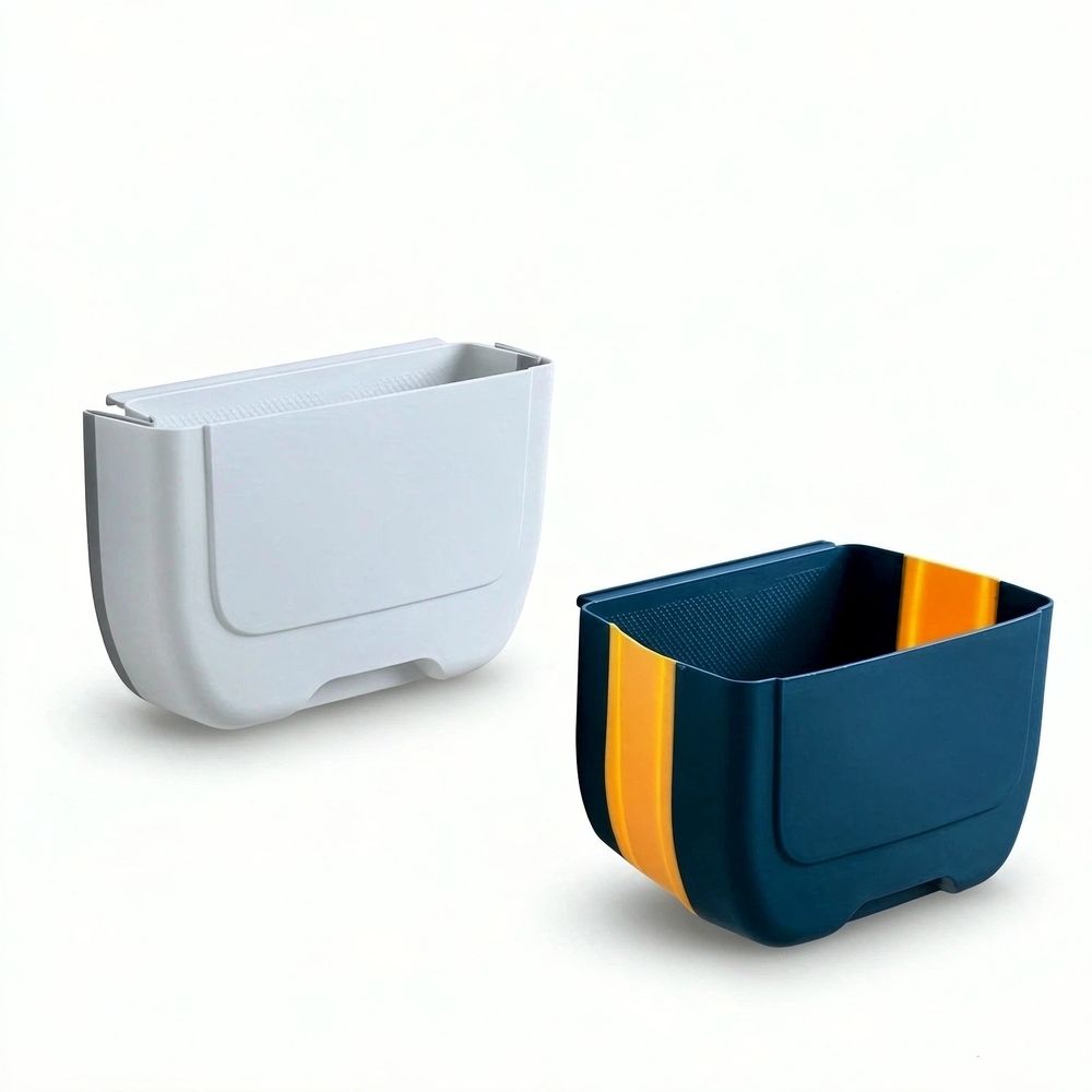 Hanging Folding Mini Trash Can for Kitchen Cabinet Door, Small Collapsible Garbage Bin Under Sink, Wall Mounted Waste Bin 2pcs