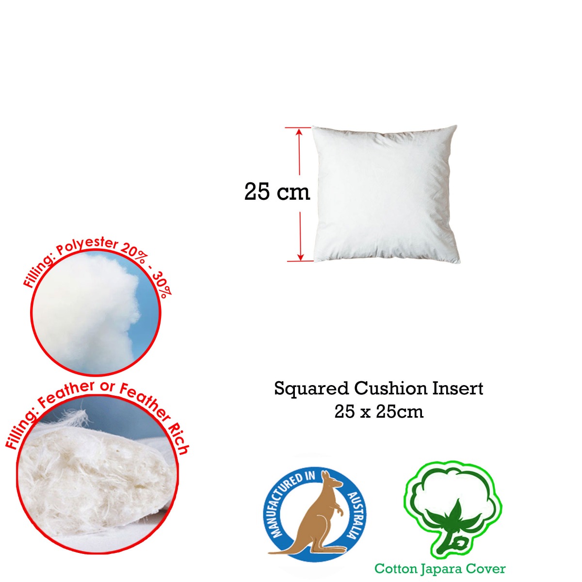 Duck Feather Rich Fill Cushion Inserter Square 25 × 25cm — image 2