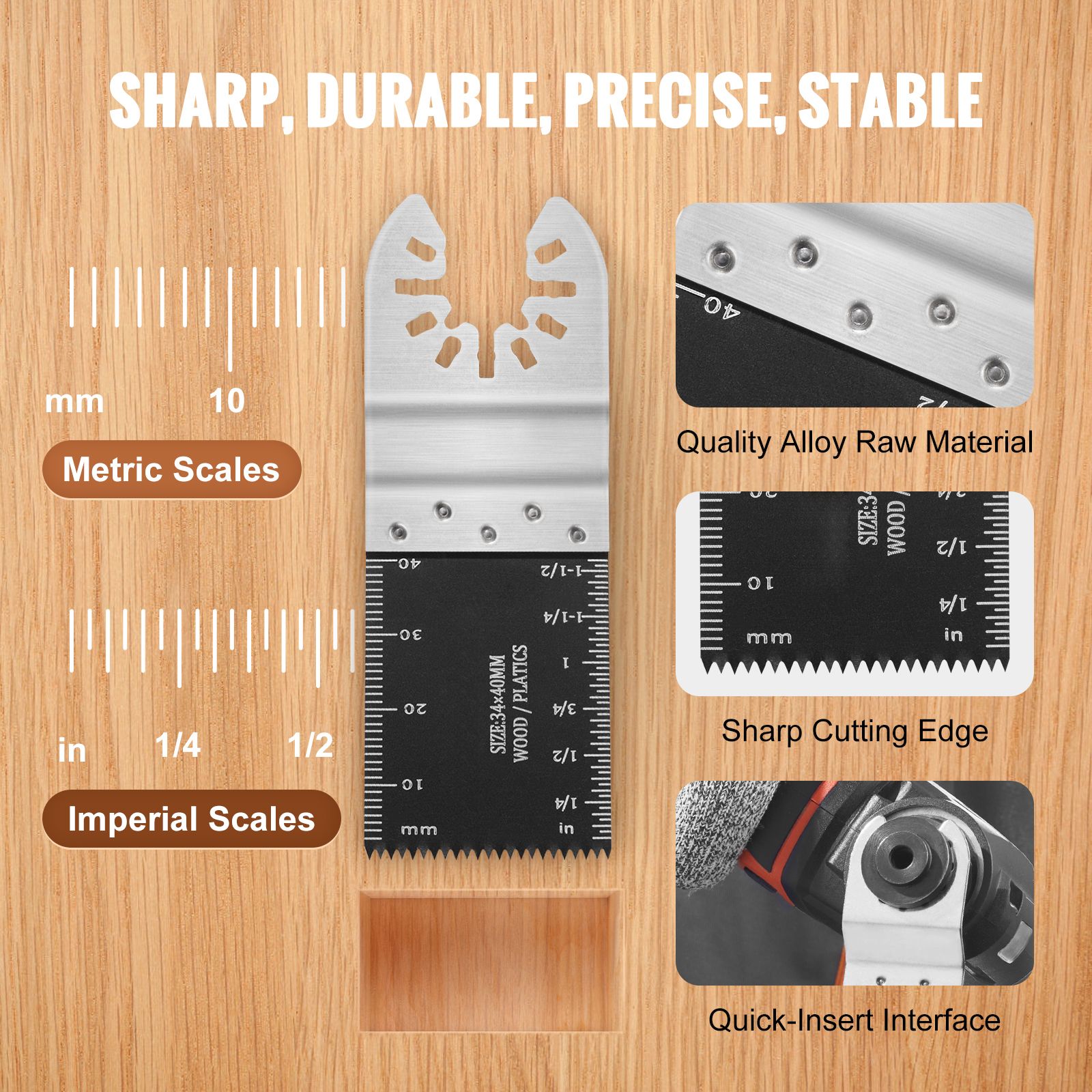 30PCS Multi Tool Blades Kits, Universal Quick Release Oscillating Saw Blades, 8 Types Wood Metal Plastic Oscillating Tool Blades, Fit Dewalt Bosch Milwaukee — image 5