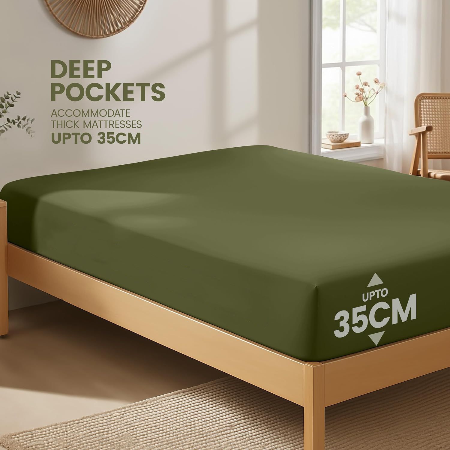 Hotel Quality Fitted Sheet - 1 Piece Fitted Sheet -Breathable Bedding - Wrinkle, Fade, Stain Resistant- 16inch/40cm Deep Pocket Fitted Bed Sheet-Wrinkle and — image 2