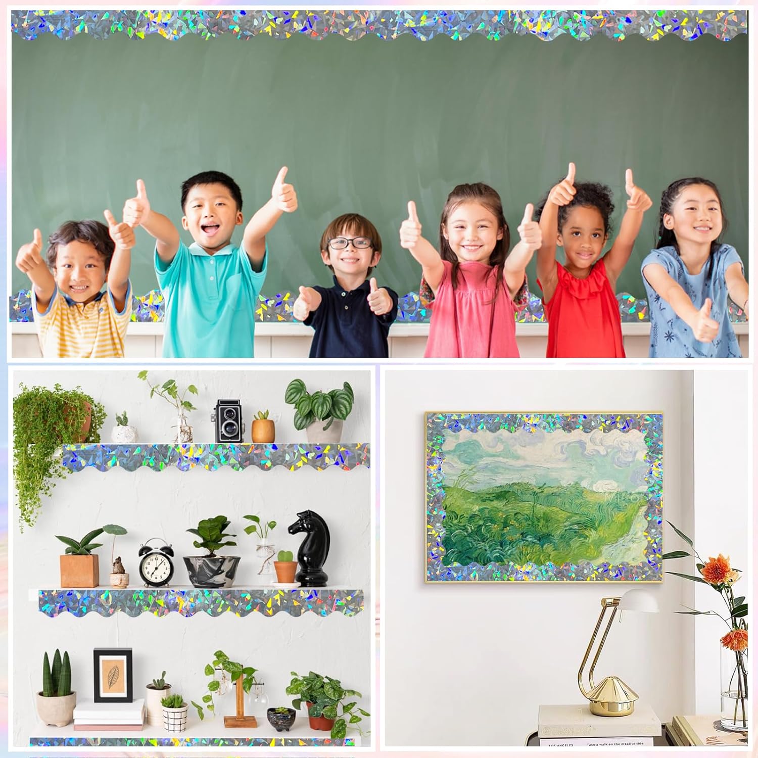 STARLIBOO 60 Feet Bulletin Board Borders, Holographic Scalloped Rolled Border Trim for School, Classroom & Offices โ image 5