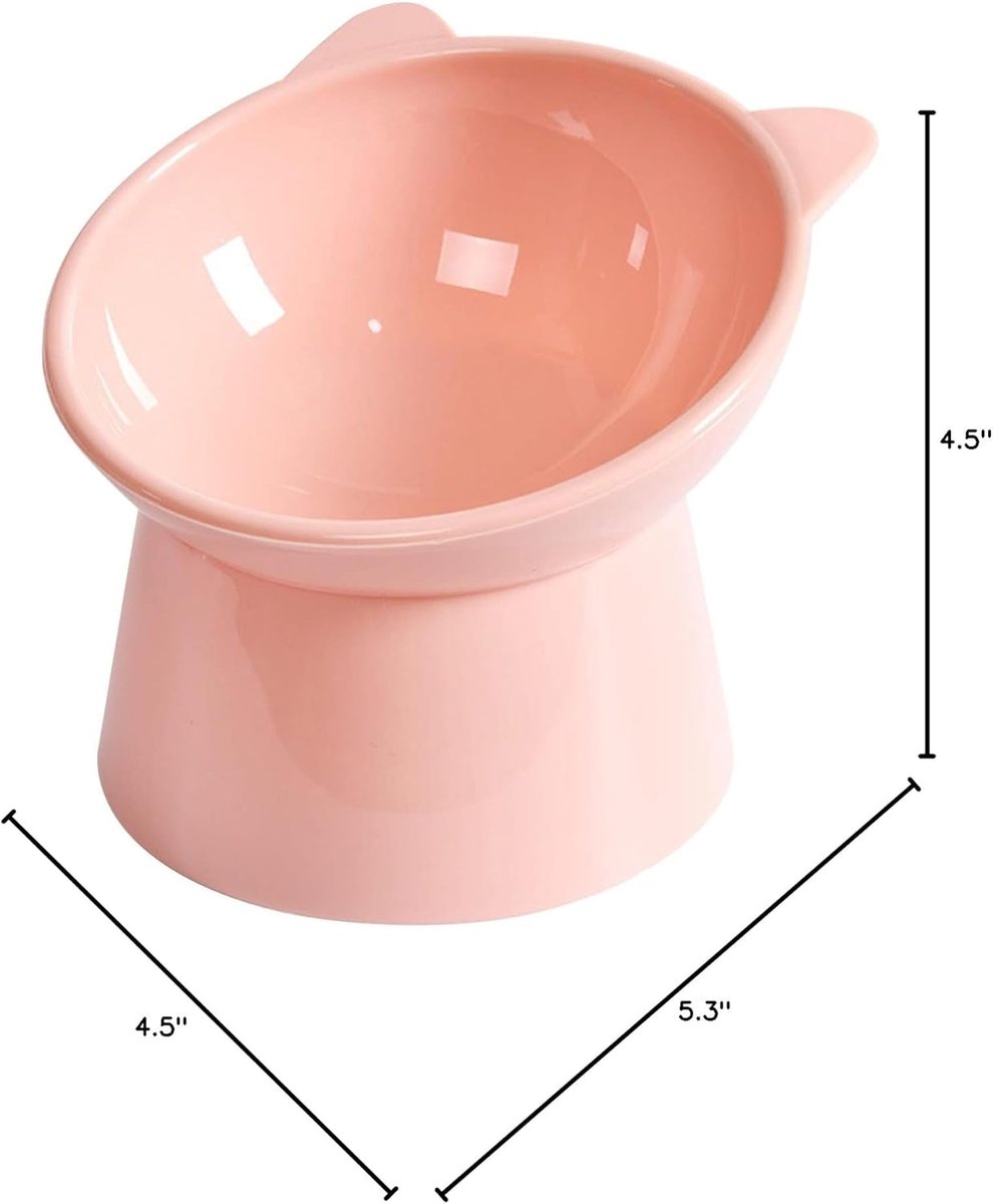 Cat bowl - Non-slip feeder - Tilting bowl - Anti-vomiting - Angled design - Blue - Perfect for cats - Indoor use - Pet accessories - Pink — image 2