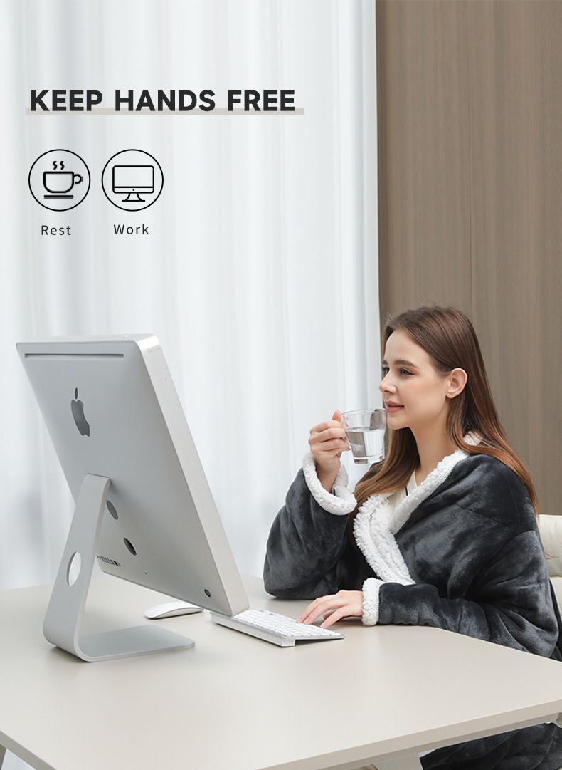 Wearable Heated Blanket With Sleeves Heated Throw Temperature - Gray - Size 127-177cm โ image 4