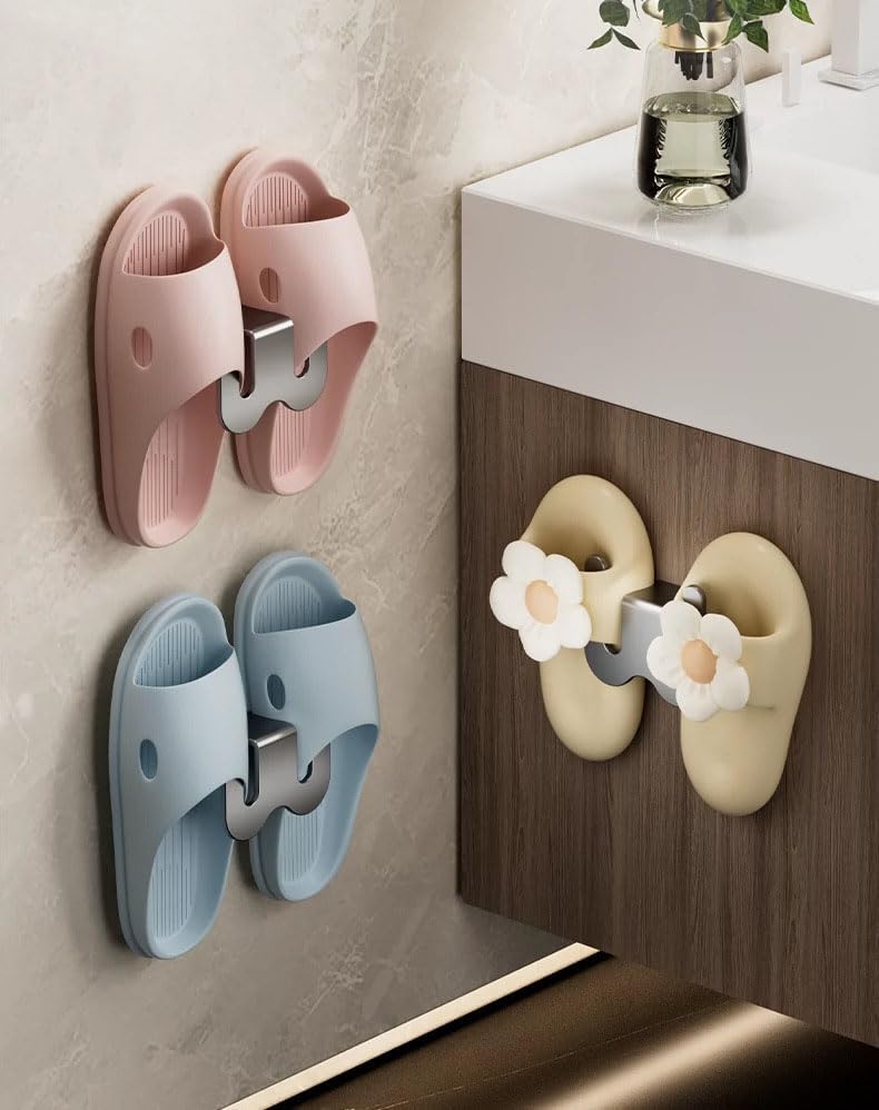 Wall-Mounted Aluminium Slipper Holder - Self-Adhesive Space-Saving Organizer - 2 Pack — image 3