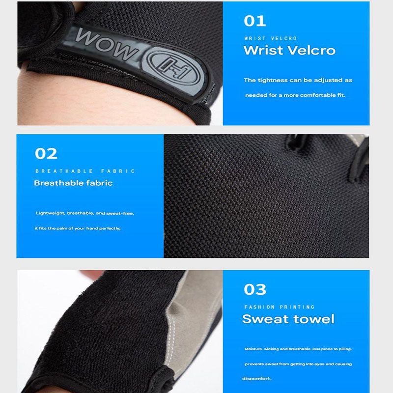 Grey Half Finger Fitness Gloves - Anti-Slip Breathable Gym Training Gloves for Weightlifting Cycling(Size:M) — image 6