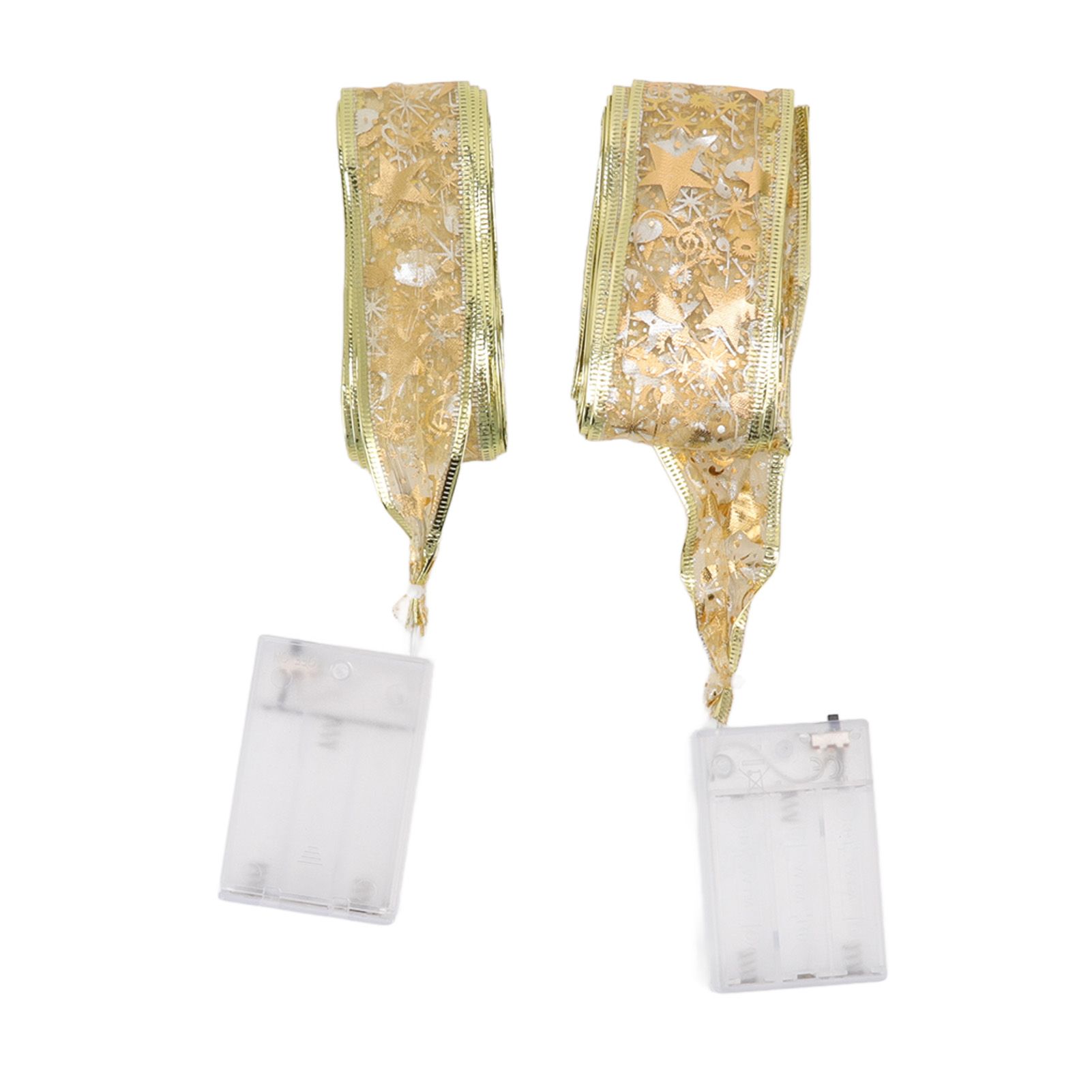 2 Pcs Christmas Ribbon String Lights Fairy Lights Christmas Tree Lights for Decorations Golden Warm Light 5cm 3.8cm