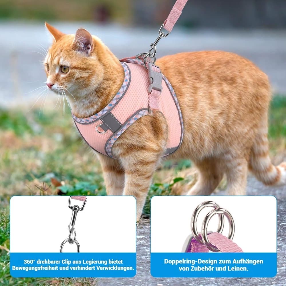 Adjustable Dog and Cat Harness with Leash Reflective Soft Secure Fit, XS, Light Blue — image 5
