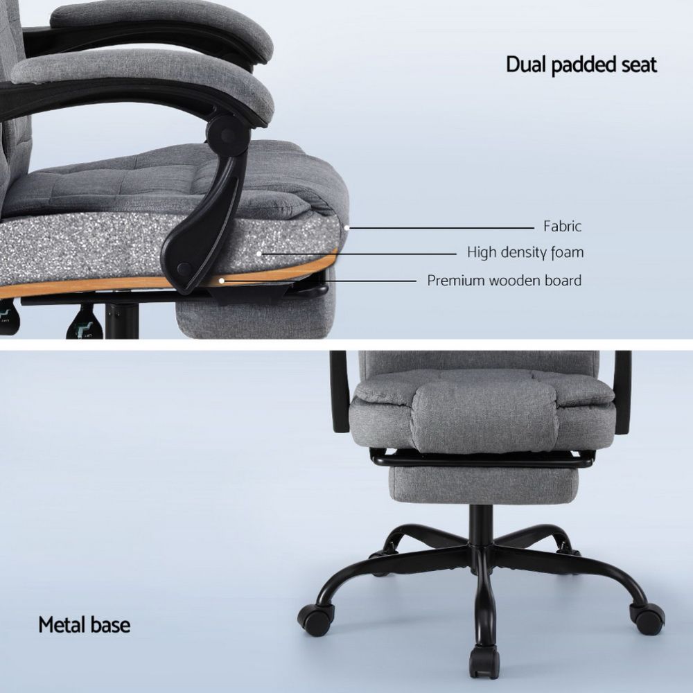 Artiss Office Chair Executive Fabric Seat Racing Computer Desk Chairs Footrest — image 6