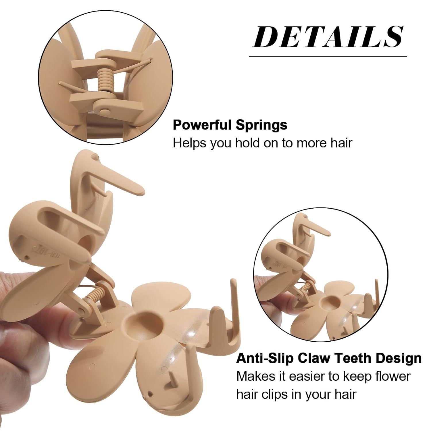 Cute Hair Claw Clips Set - 4Pcs Nonslip Strong Hold 3 Inch Matte Small lower Clips or Women and Girls (Beige, Khaki, Brown, Black) — image 4