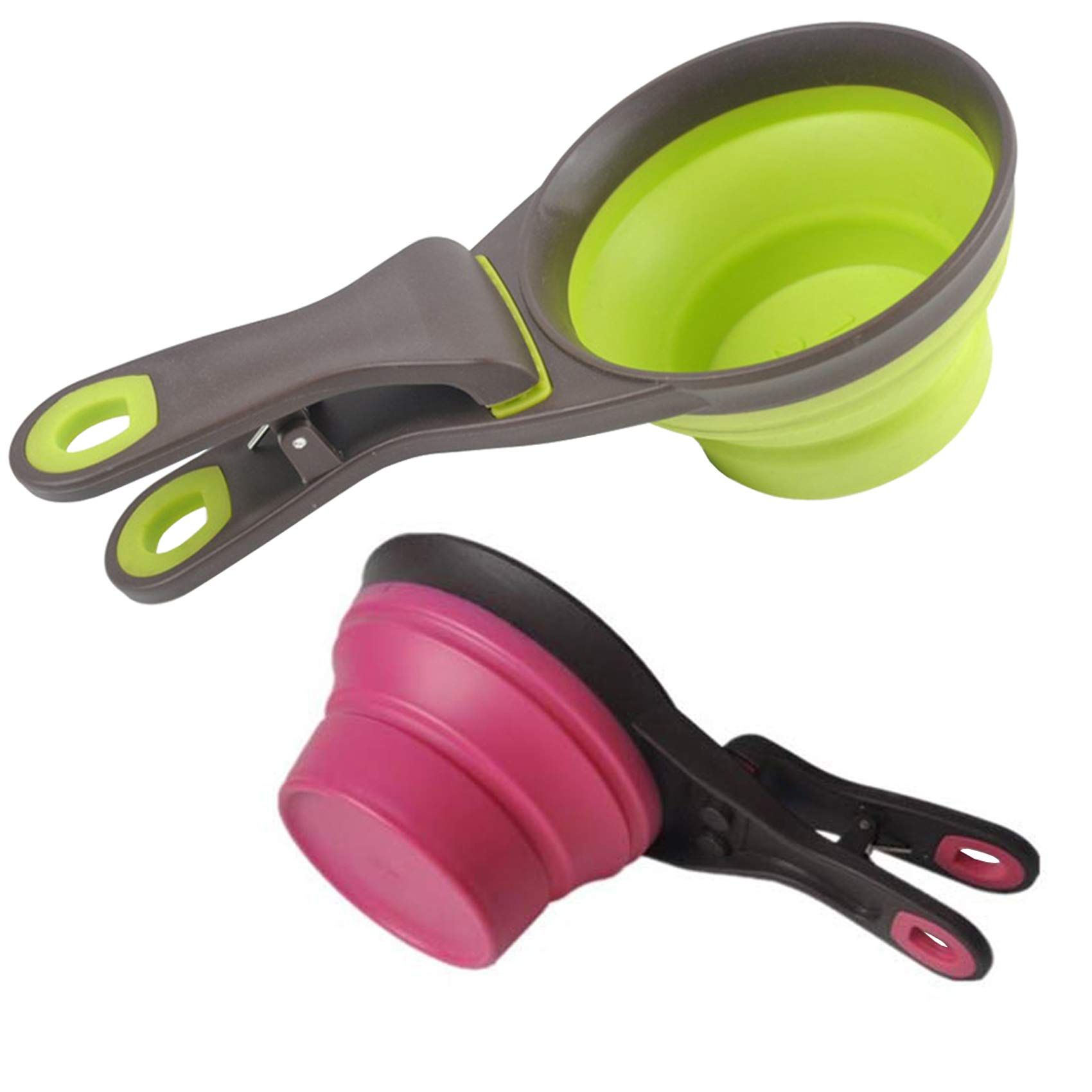 Collapsible Pet Scoop Silicone Measuring Cups Set Sealing Clip 3 in 1 Multi-Function Scoop Bowls Bag Clip for Dog Cat Set of 2 โ image 2