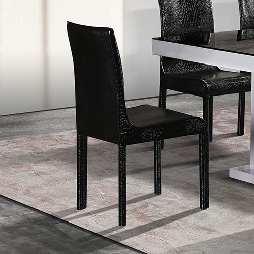 2x Steel Frame Black Leatherette Medium High Backrest Dining Chairs with Wooden legs — image 4