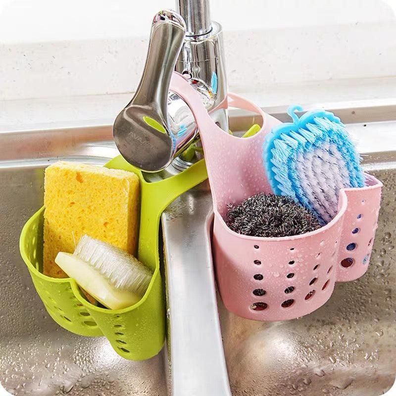 2PCS Kitchen Drain Holder Sponge Sink Storage Rack Basket Organizer Shelf Bathroom - Pink โ image 4