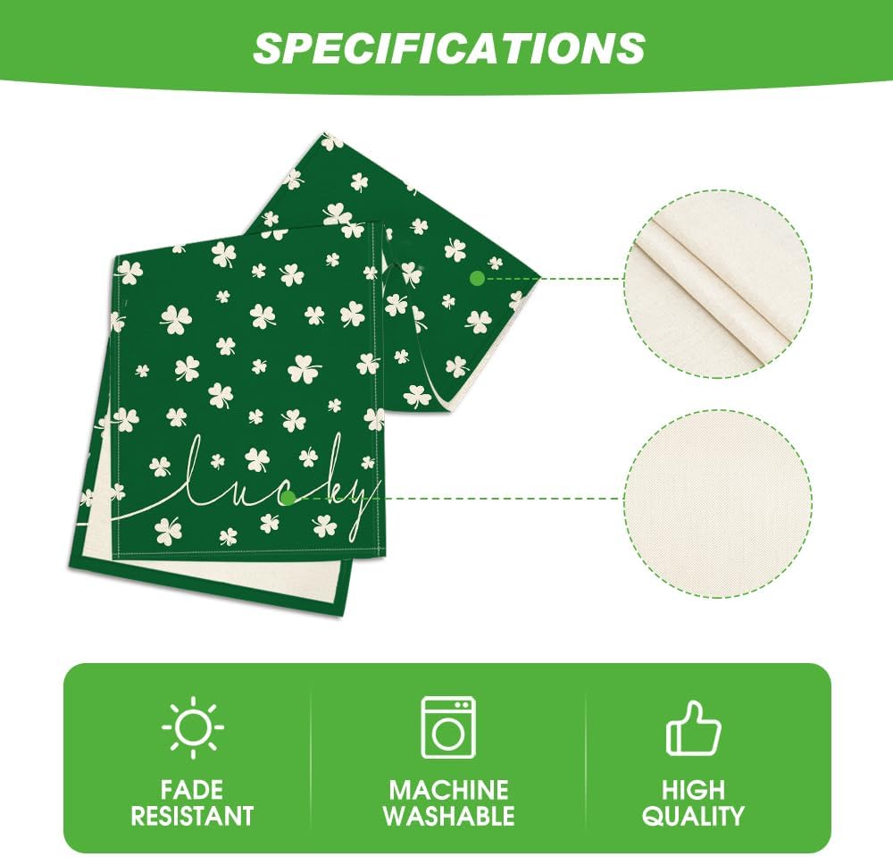 Green Lucky Shamrock St. Patrick's Day Table Runner, Seasonal Spring Holiday Kitchen Dining Table Decoration for Indoor Outdoor Home Party Decor 13 × 72 Inch — image 4