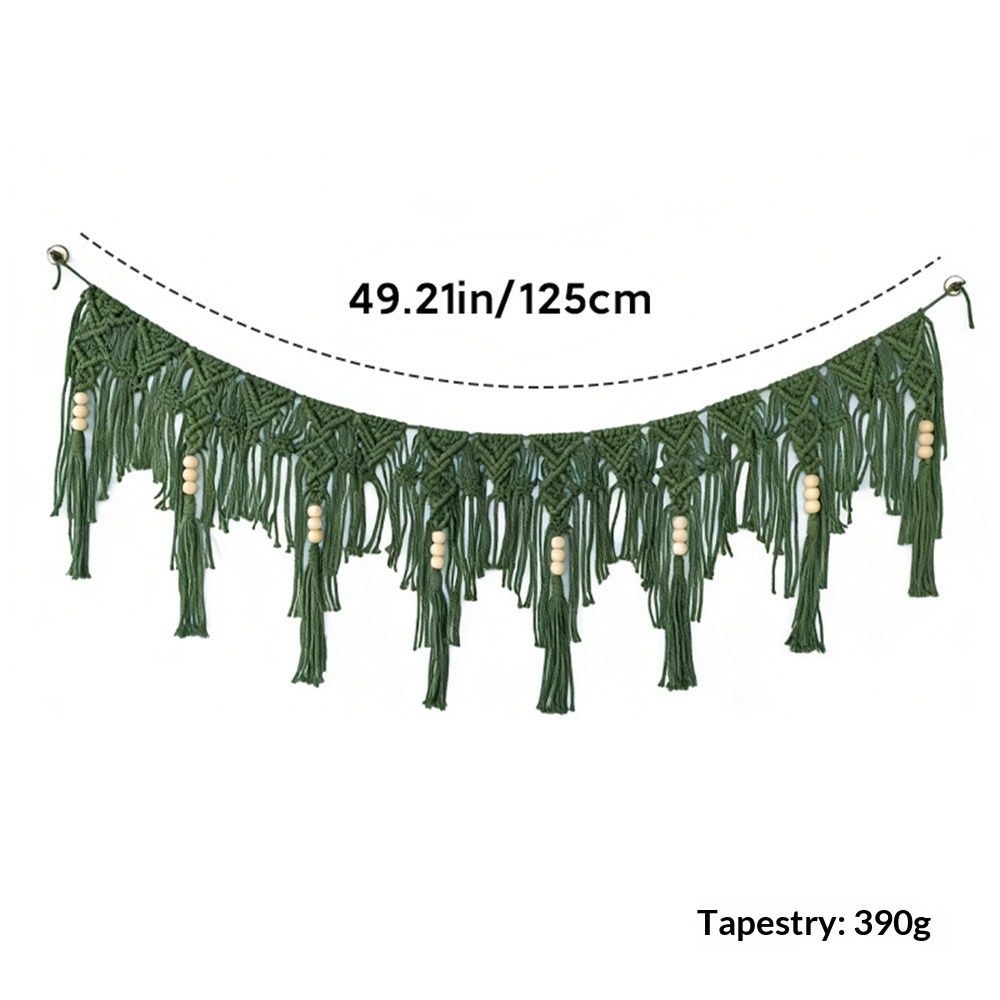 Green Bohemian chiffon tassel garland green wall decoration tassel with bead banner kindergarten classroom office birthday party children's room baby — image 5