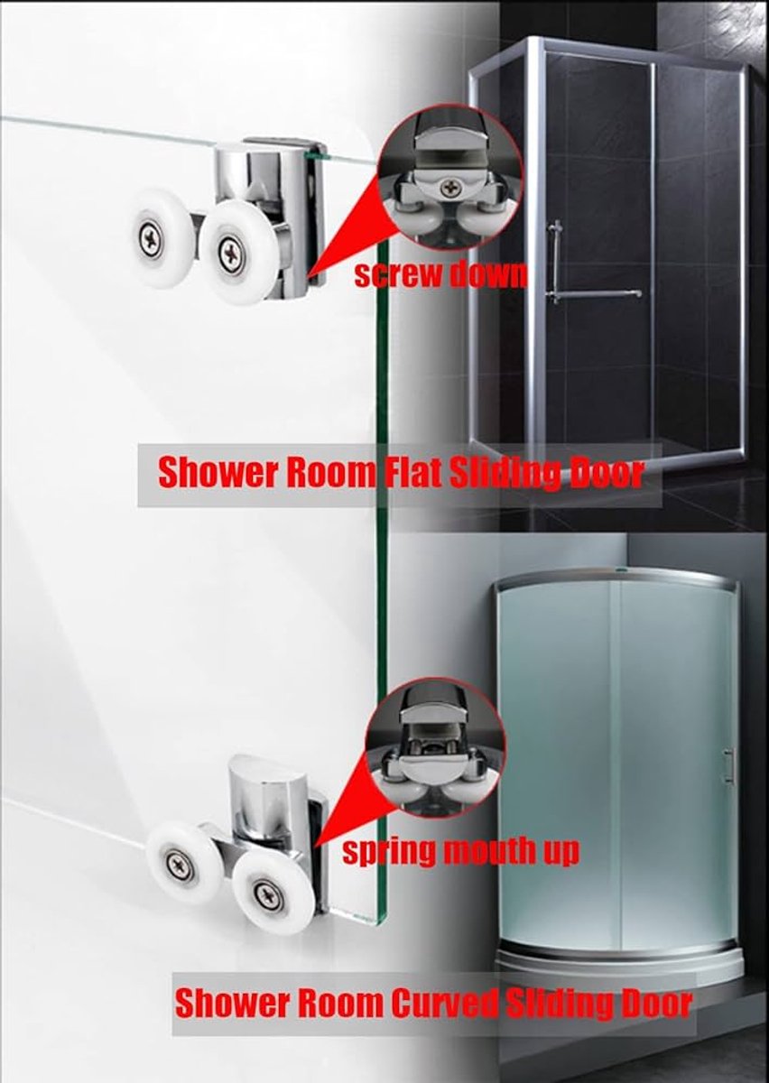 Double zinc alloy shower door roller - set of 4 - suitable for glass — image 6