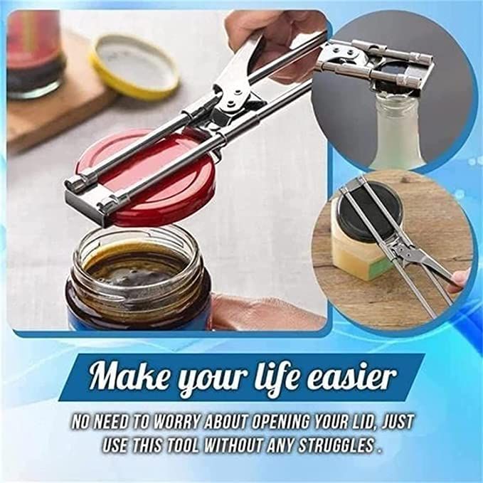 2pcs Adjustable Jar & Bottle Opener, Adjustable Multifunctional Stainless Steel Can Opener Jar Lid Gripper, Manual Jar Opener — image 5
