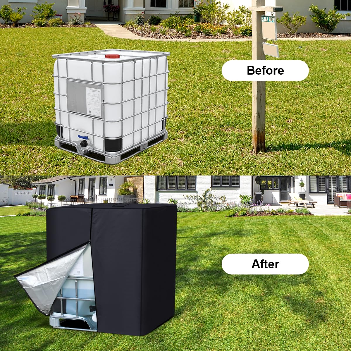 1000L 275 Gallon 420D IBC Tote Water Tank Cover Sunshade Waterproof Protective Cover IBC Tote Covers โ image 2