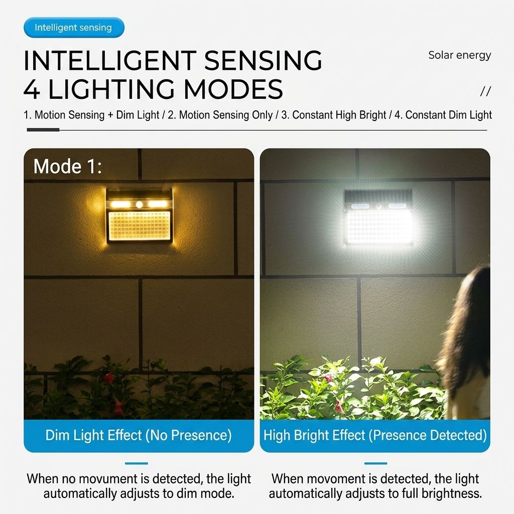 Solar Powered Motion Sensor Wall Light with Dual-Head LED Spotlight, IP65 Waterproof Outdoor Security Lamp for Patio, Doorway, Stairs, and Building Exterior — image 4