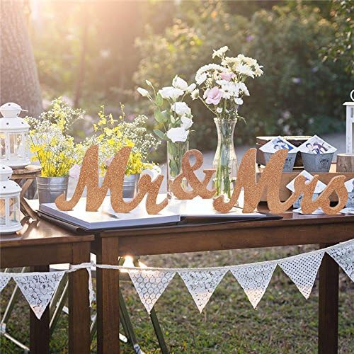 Mr and Mrs Signs Wedding Sweetheart Table Decorations, Wooden Freestanding Letters Wedding Shower Gift (Rose gold) โ image 4