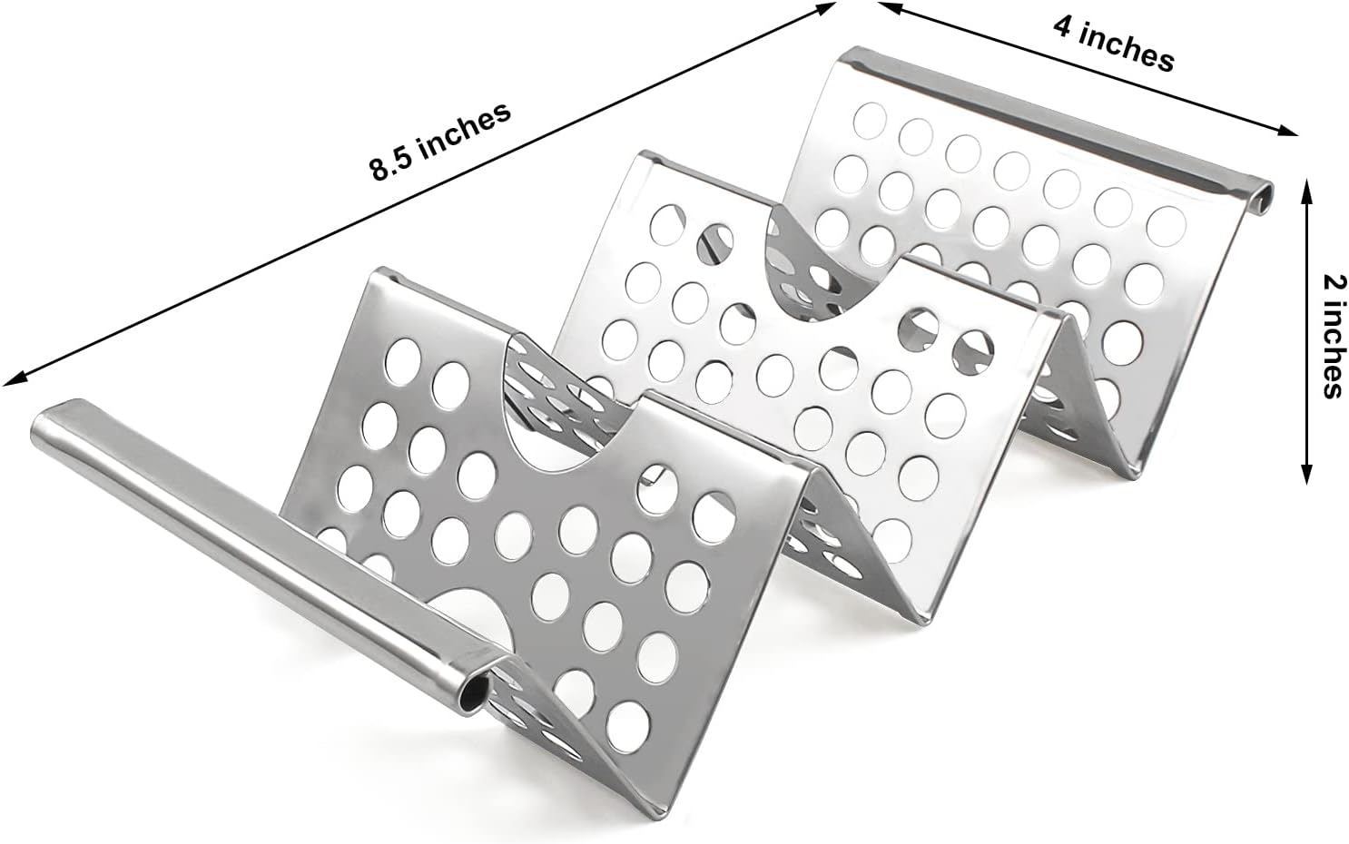 4 Pack Stainless Steel Taco Holders, Premium Taco Stands, Holds 2 Or 3 Tacos Each Taco Tray, Taco Rack With Easy-Access Handle, Food Grade Taco Plate Shells โ image 2