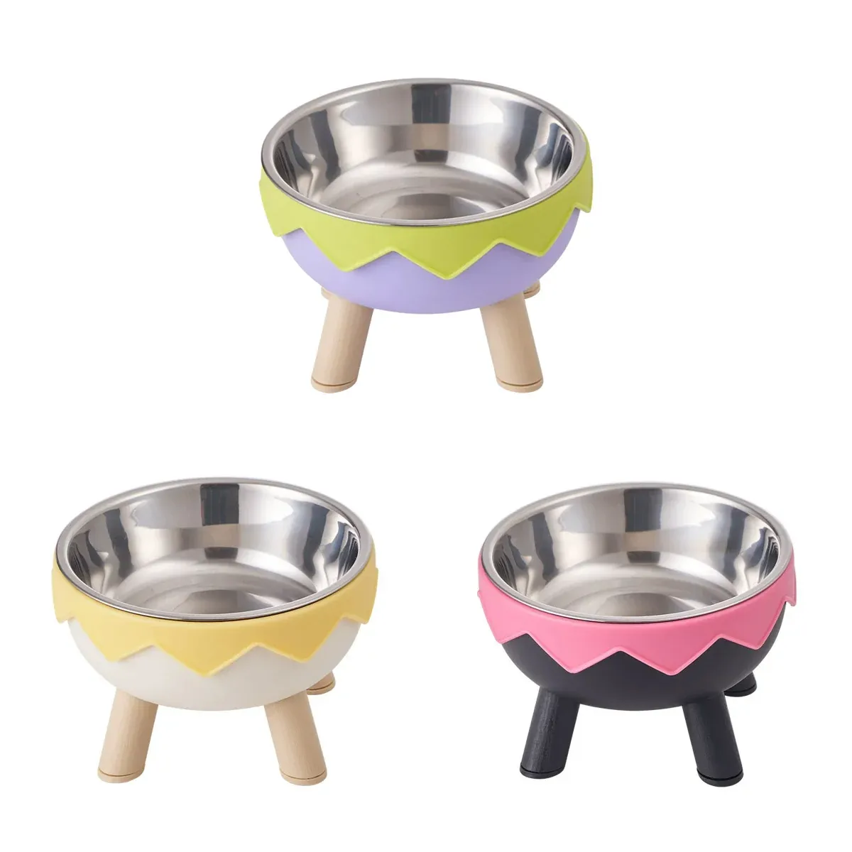 Eggshell Tall Pet Bowl Cat Dog Food Bowl Anti Slip Durable Raised Feeding Bowl - Green โ image 3
