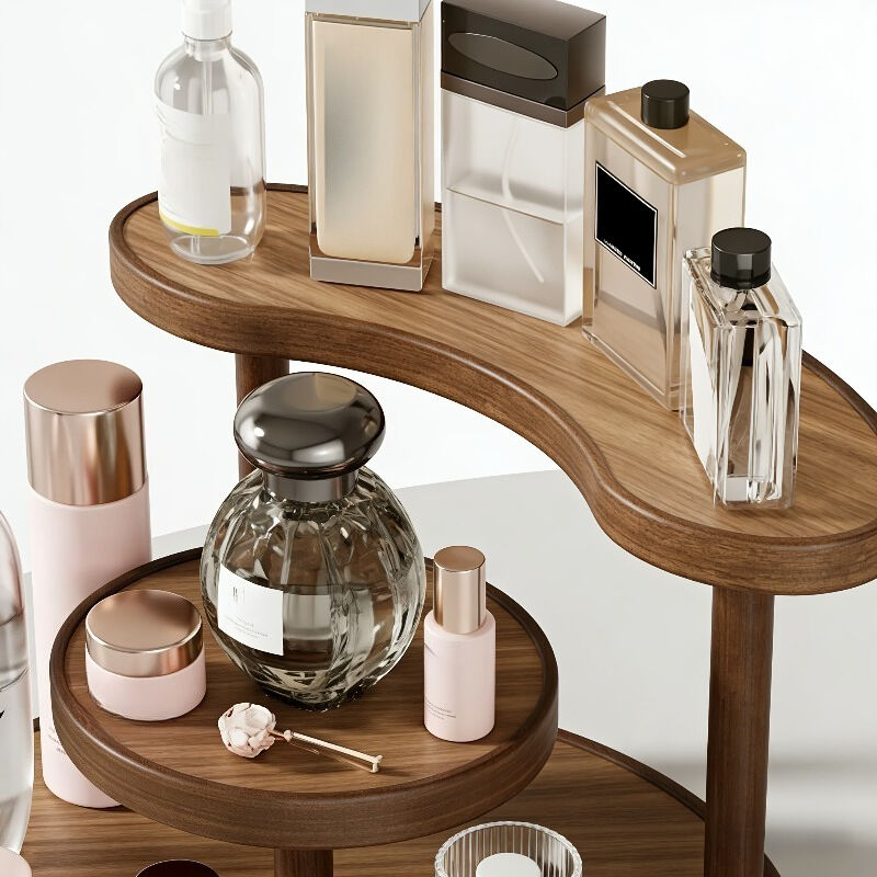 Three-tier Rotating Cosmetic Organizer, Wooden Bathroom Vanity Storage Rack, Suitable for Skincare Products, Perfumes, and Cosmetics — A Space-Saving — image 6