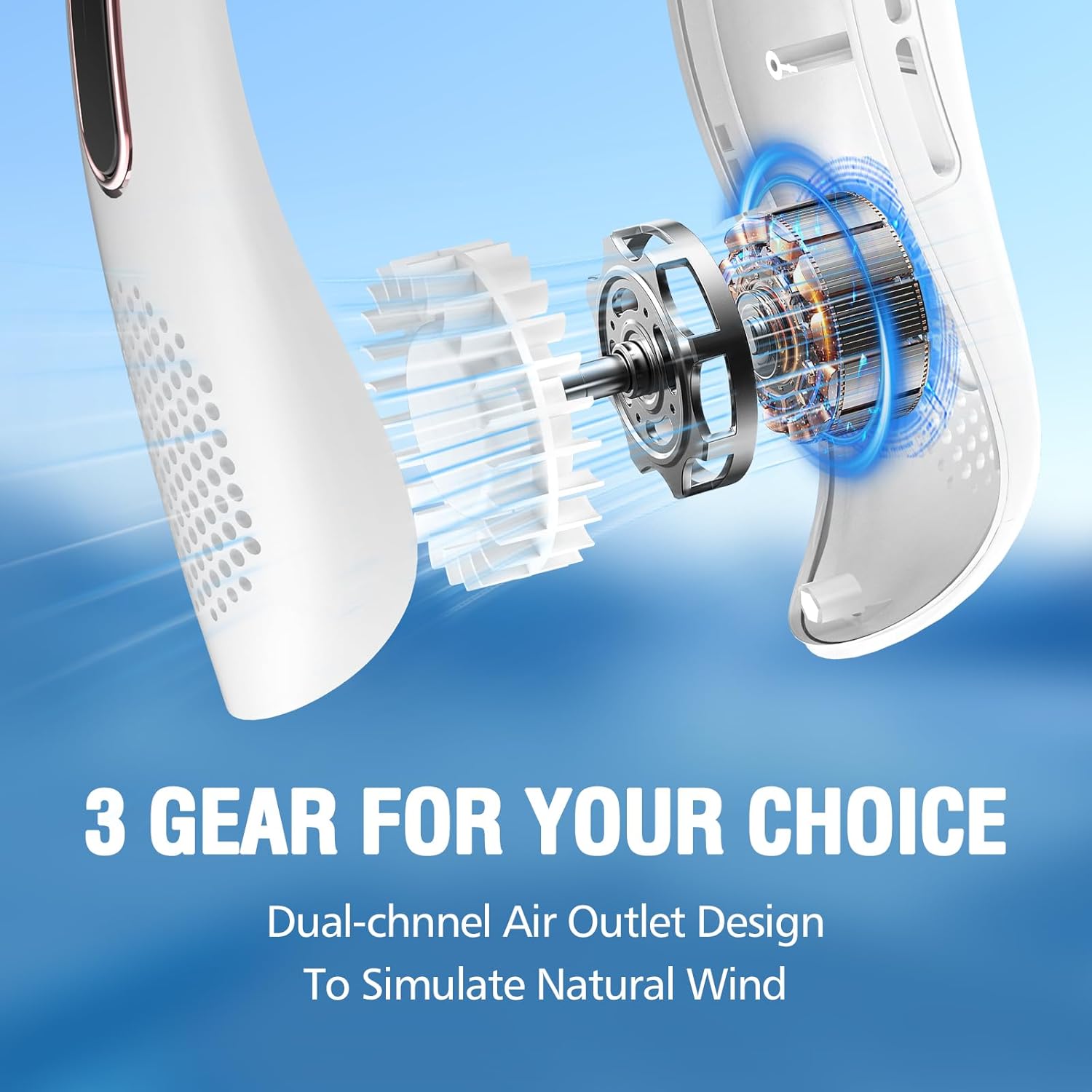 Portable Neck Fan, Hands Free Bladeless Neck Fan Rechargeable 3 Speeds & LCD Display, Battery Operated Wearable Personal Fan, 360° Cooling Hanging Neck Fan for — image 3