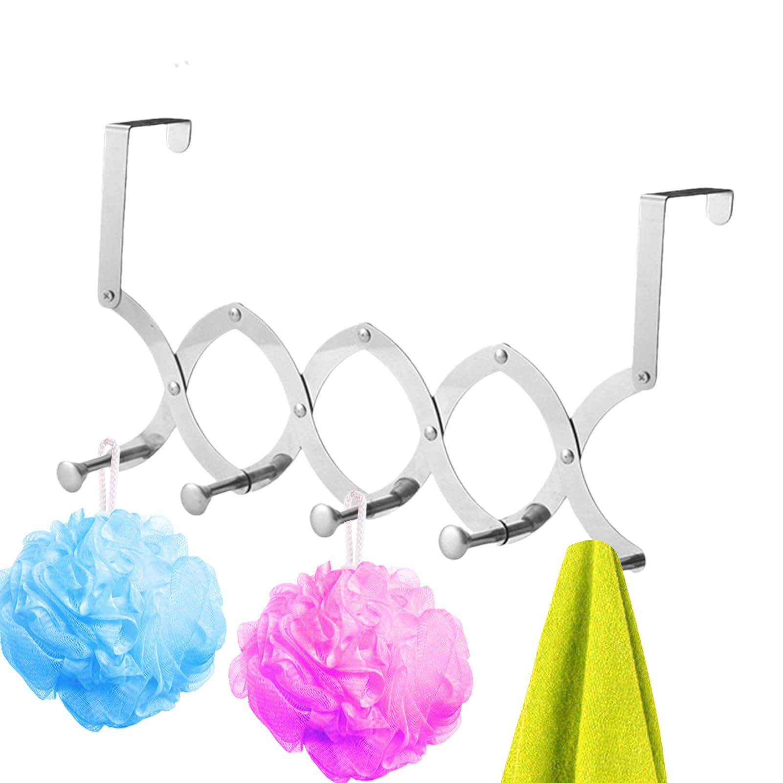 Over The Door Hook 5 Coat Hooks,Over The Door Towel Rack,Door Hanger Over Door Coat Rack for Hanging Towels,Clothes,Bathroom — image 2