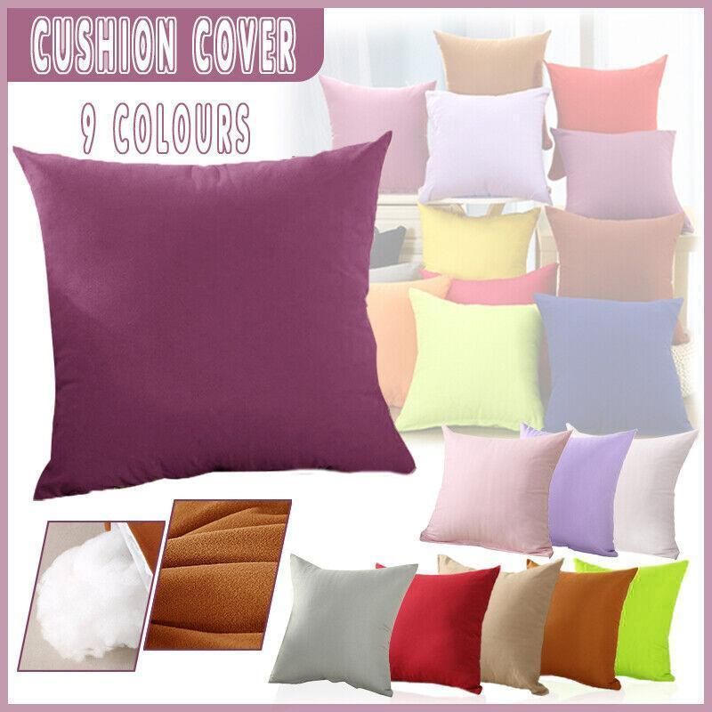 45cm*45cm Multicoloured Plain Solid Colour Cushion Cover Decorative Pillow Case - White โ image 2
