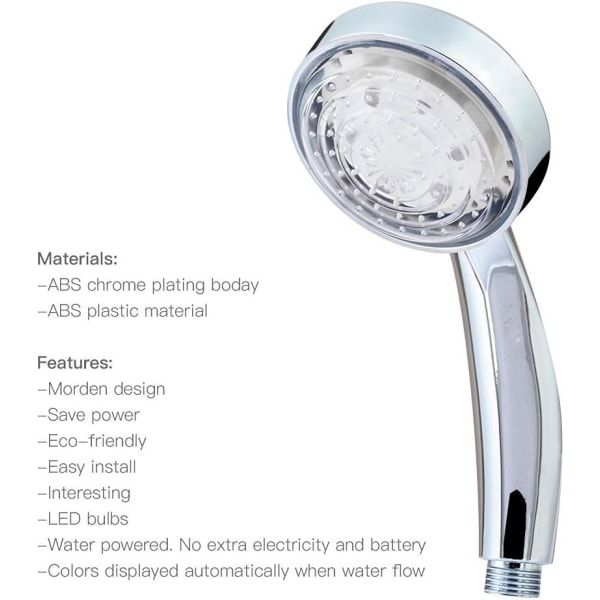7 Colors LED Shower Head, Multicolor, Universal Fit, with strong thermal material, pressure-boosted flow, universal compatibility — image 2