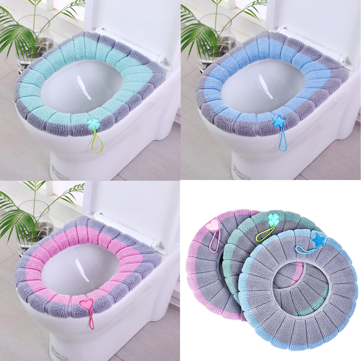 Toilet Seat Covers Set of 3 Universal with Handles Soft Comfortable for Bathroom Use — image 5