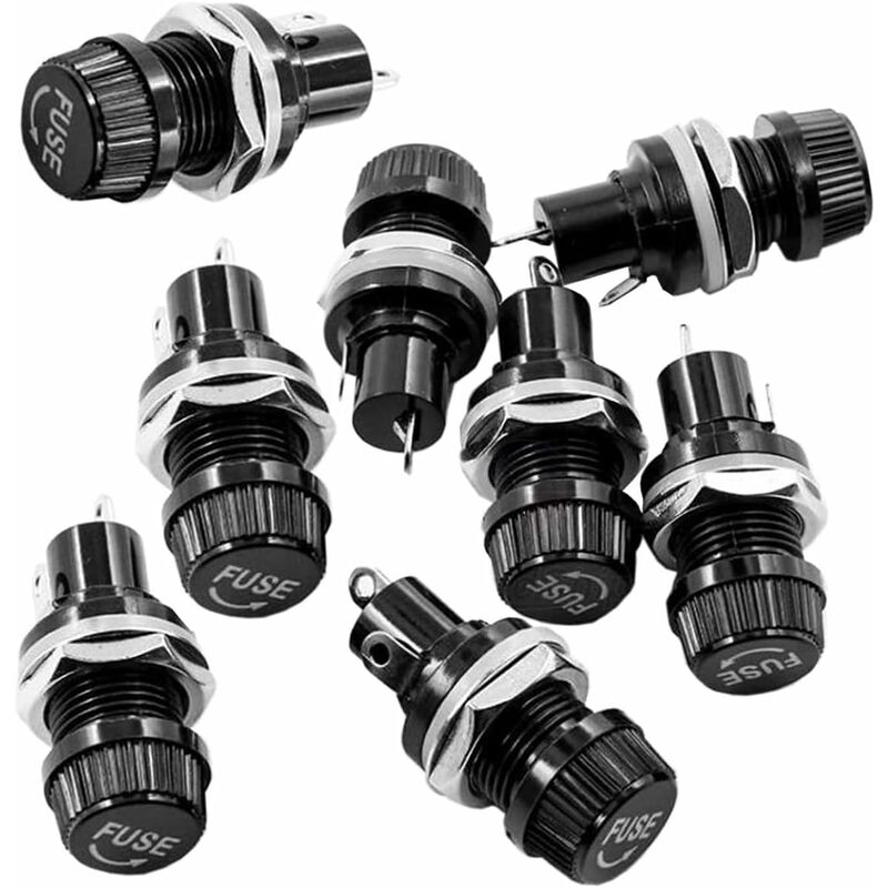 10 pcs 5 X 20Mm Fuse Holder Ac 10A 250V Black Screw Cap Fuse Holder, Panel Mount Screw Cap Fuse Holder — image 3