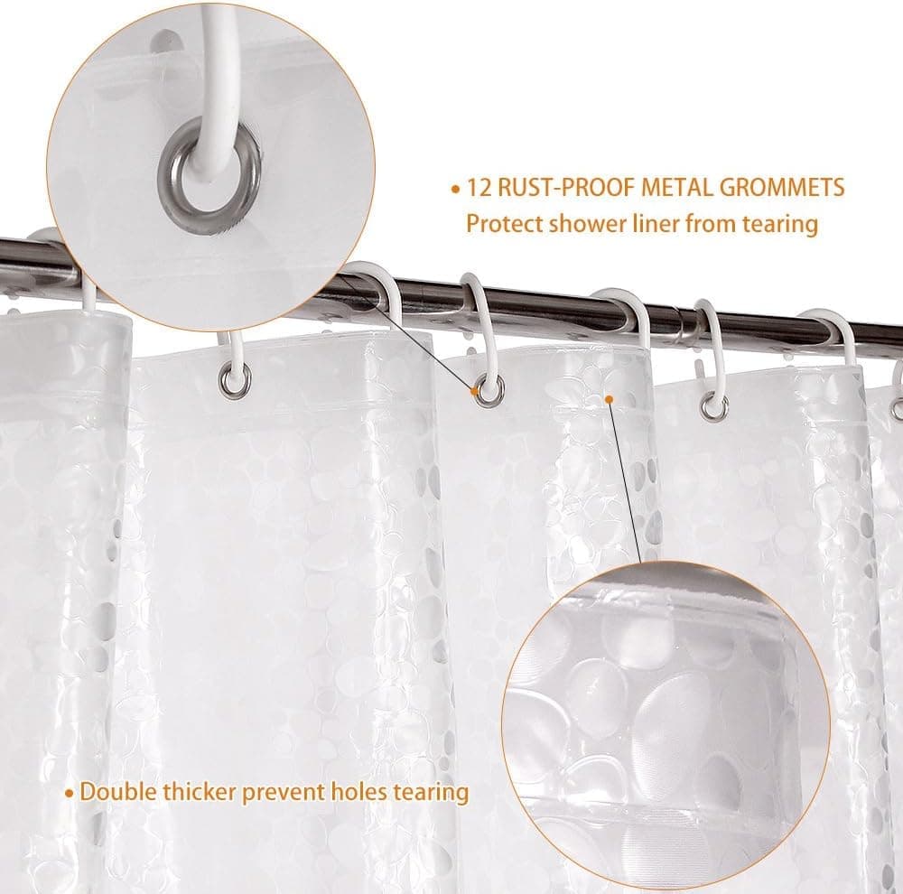 Waterproof EVA Shower Curtain with Pebble Pattern, 180x180 cm, Transparent Odorless โ image 5