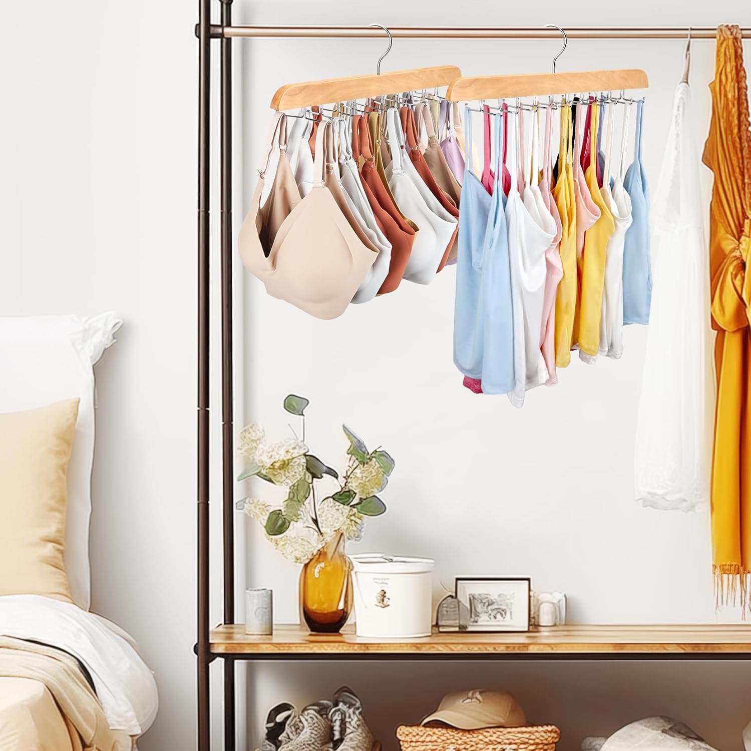 Clothing Hanger Organizer 1 Piece 20 Hooks Large Capacity BH Hanger/Coat Hanger for Wardrobe Storage Space Saving 360 Degree Rotation Foldable Metal Hooks — image 5