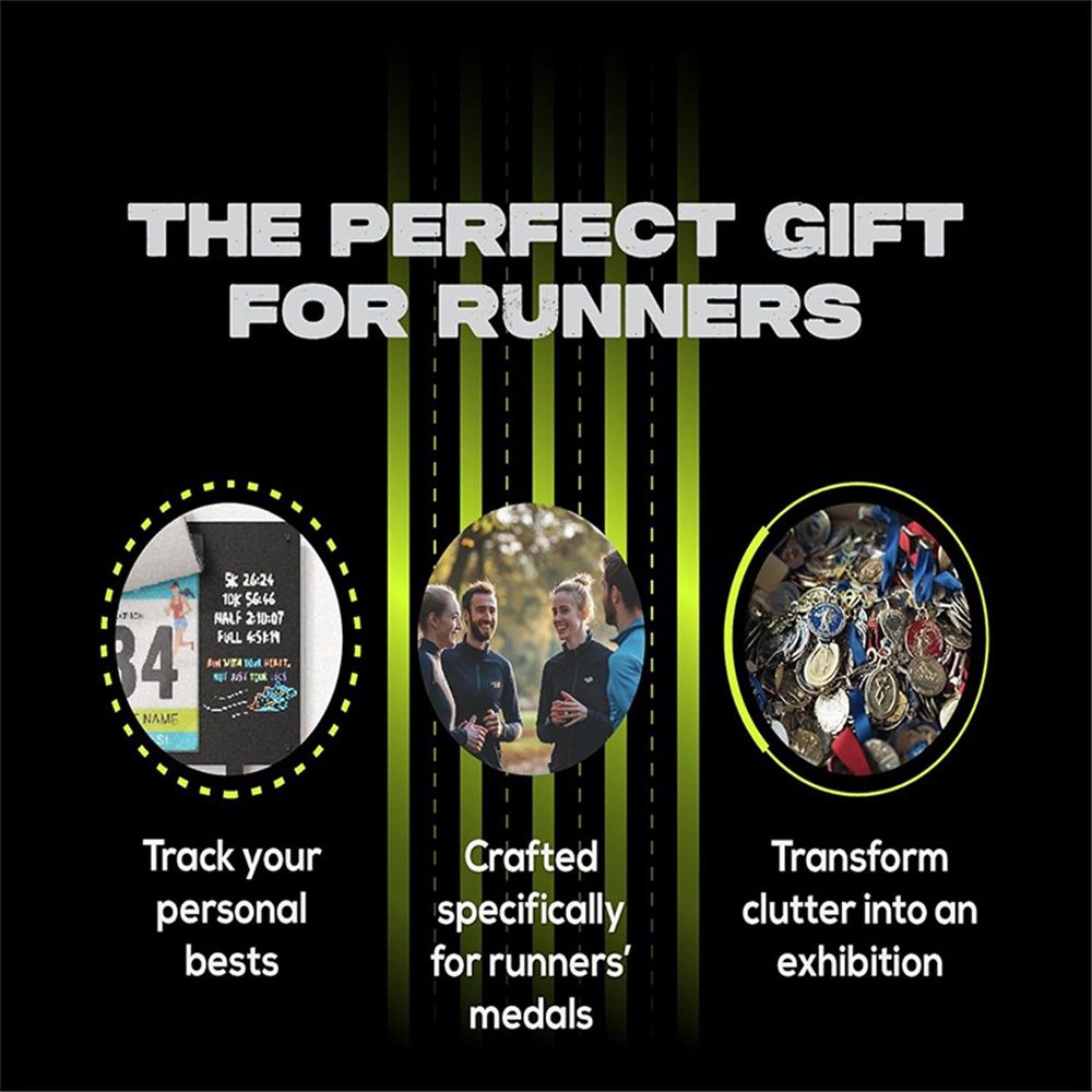 Medal Hanger Display for Runners, Marathon Medal Holder Display Wall Hanger and Race Bib Boards Holder with Chalkboard Marker — image 4