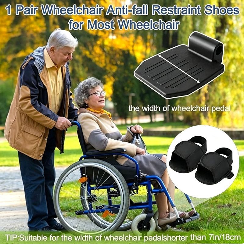 2PCS Wheelchair Shoe Holders, Oxford Wheelchair Anti-Fall Restraint Shoes Support with Fixed Straps for Elderly Patient Recovery โ image 3