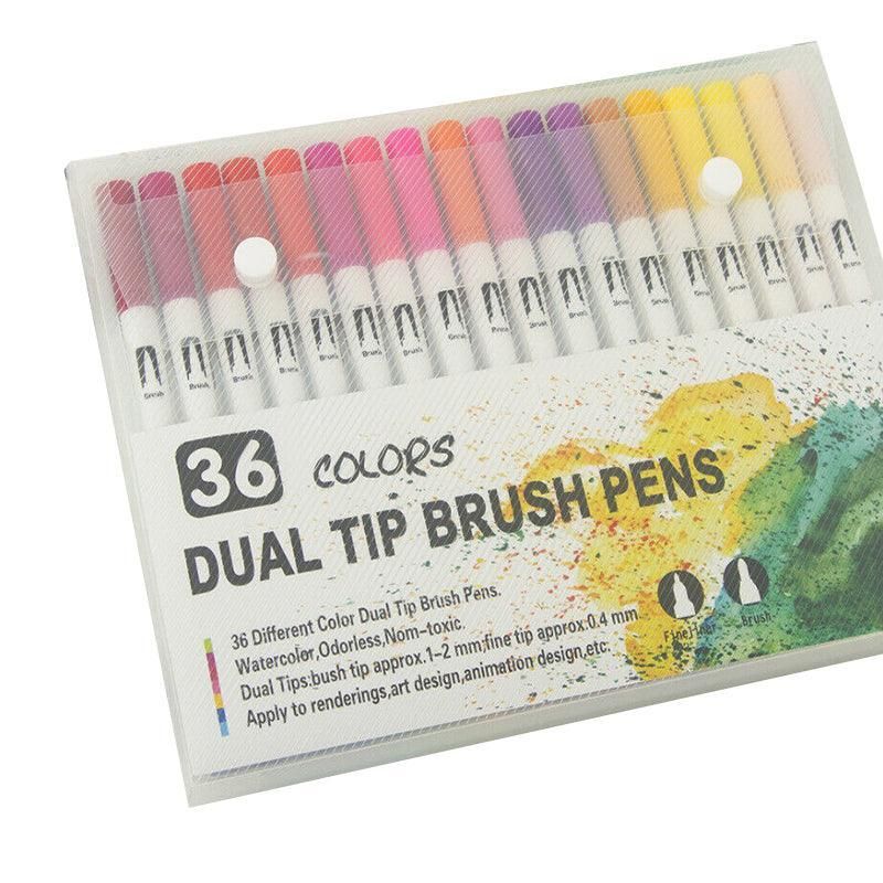 12-120 Watercolor Brush Pen Set Artist Sketch Marker - White-36 Colours