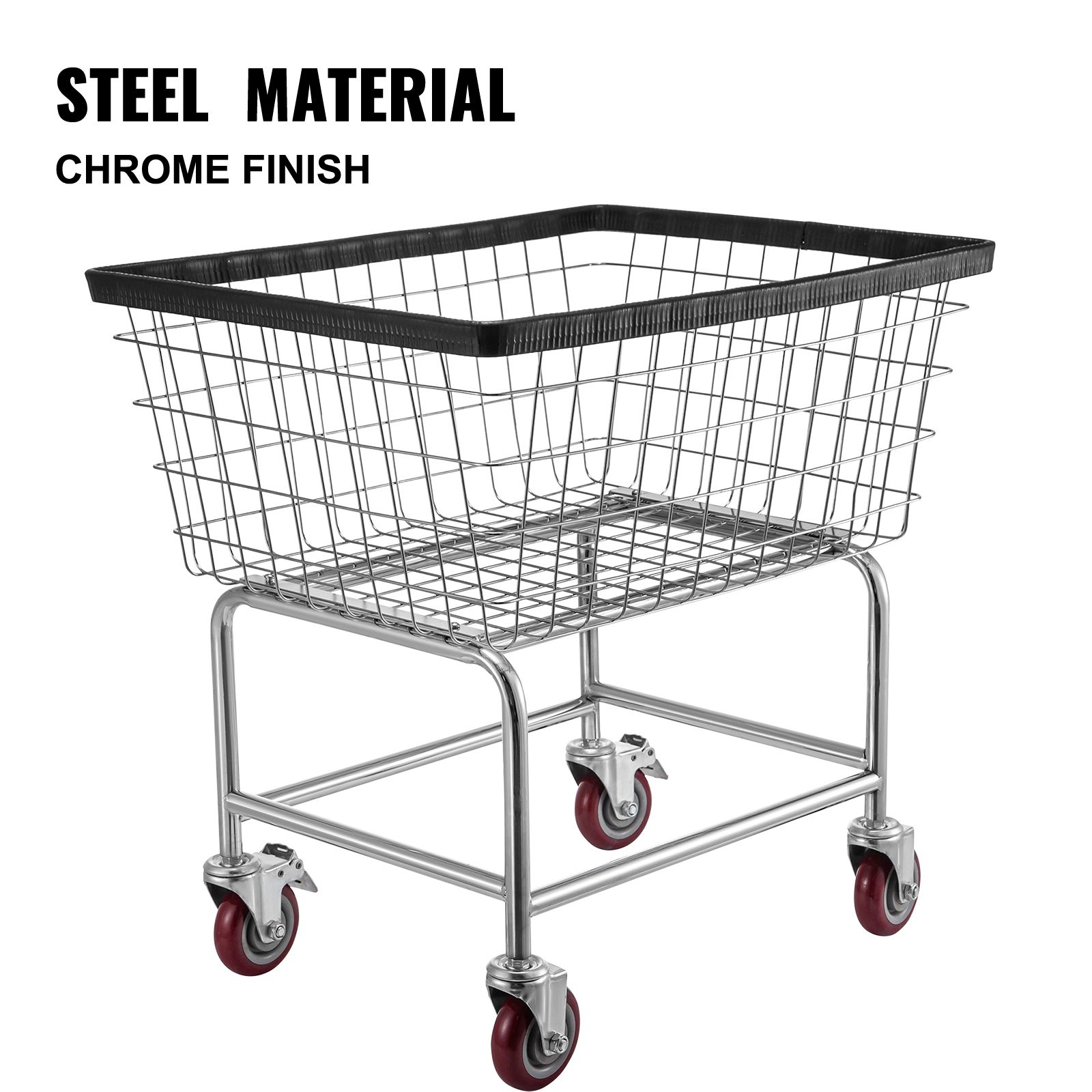 Wire Laundry Cart Wire Laundry Basket 2.8 Bushel Heavy Duty w/ 4'' Wheels โ image 3