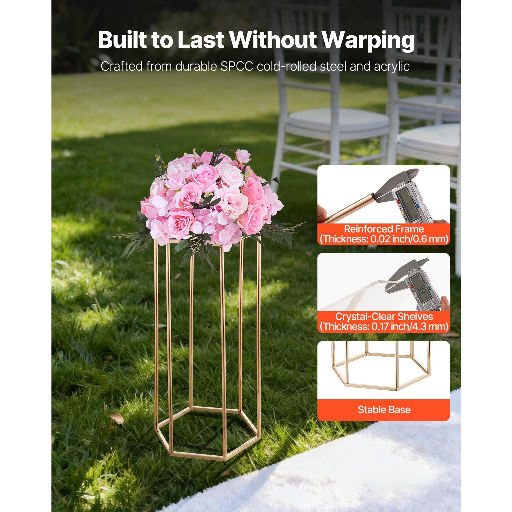 Wedding Flower Stand, 10PCS 60cm Column Flower Stand, Floral Stands with Acrylic Laminate, Hexagonal Cubic Floral Display Rack for Wedding, Party, Birthday — image 3