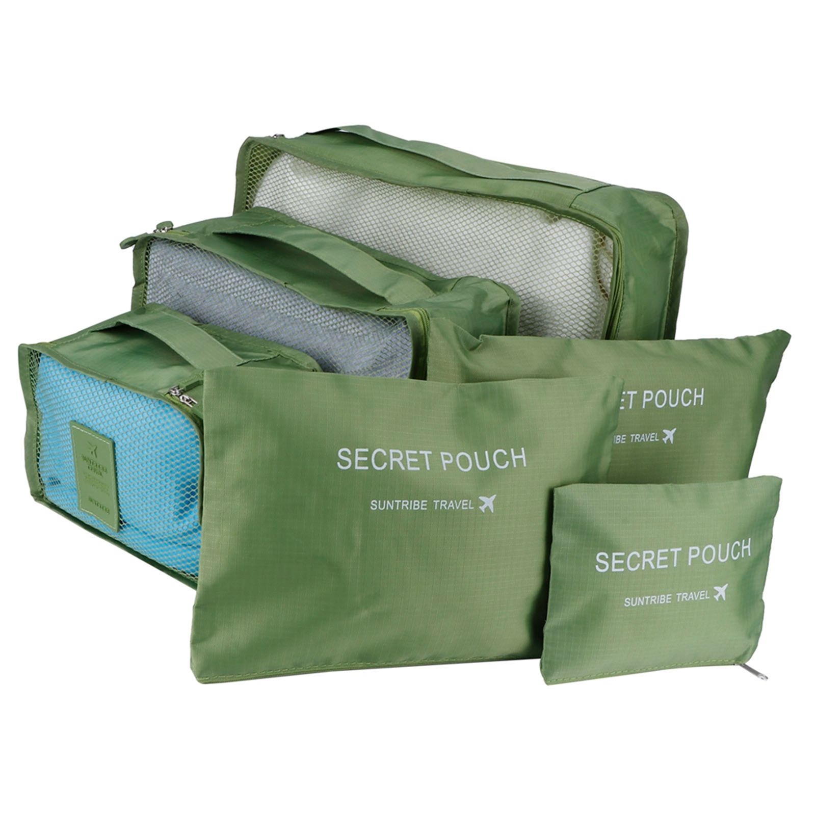 6Pcs/Set Storage Bag Clothing Sorting Bag Luggage Suitcase Packing Organizer for TravellingGreen — image 3