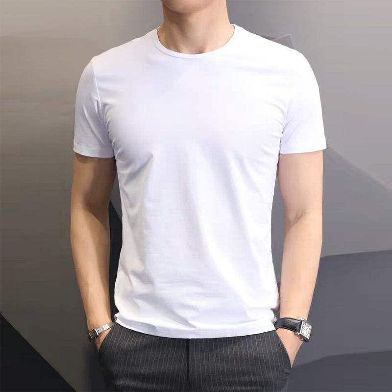 Men Tshirt White Slim Fit Short Sleeve Black [loose version]] — image 6