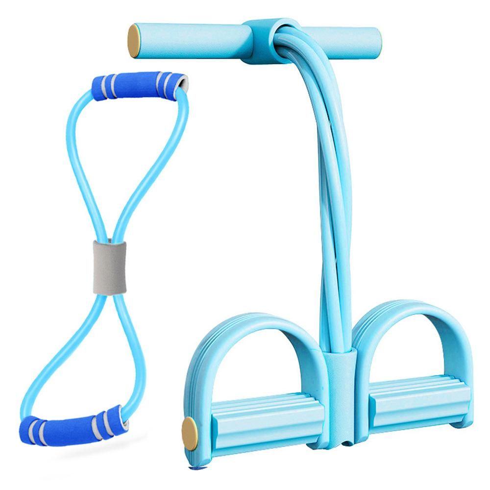 6 Tube Pedal Ankle Puller Fitness Exercise Rope with 8 Shape Resistance Band - Blue — image 2