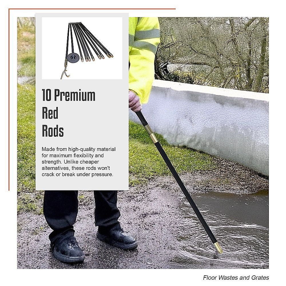 9m Drain Rod Set Kit Plunger Worm Scraper Cleaning Rods Rodding Carry Bag โ image 6