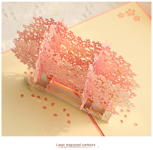 3D Handcrafted Cherry Blossom Pop-Up Greeting Card - Handwritten Paper Sculpture Card for Valentine's Day, Mother's Day & Anniversary — image 3