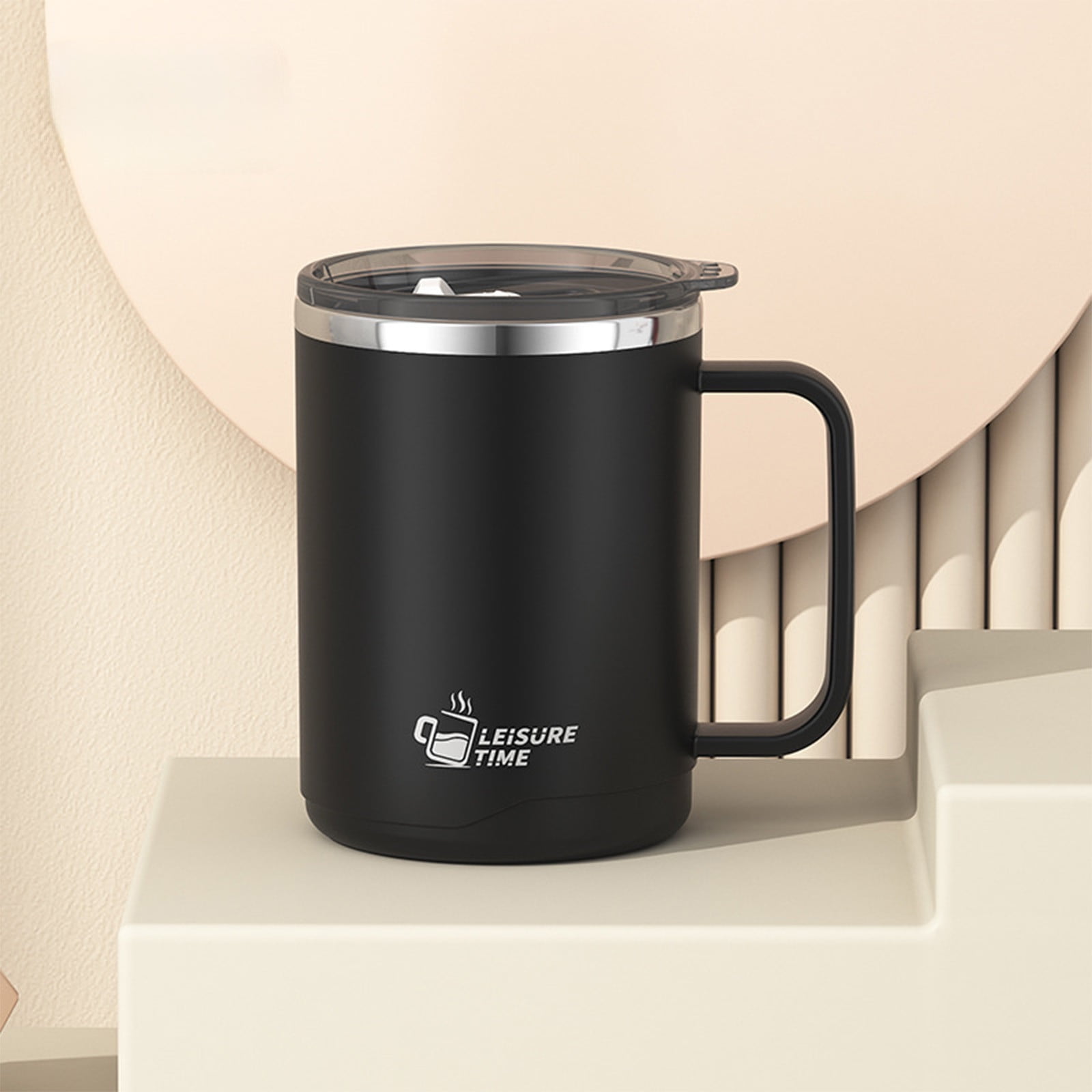 Insulated Coffee Mug with Handle & Lid - 17oz Stainless Steel Travel Tumbler, Double Wall Vacuum (Black) by 01_【Limited Edition】 2026 New Model Smart Coffee — image 2